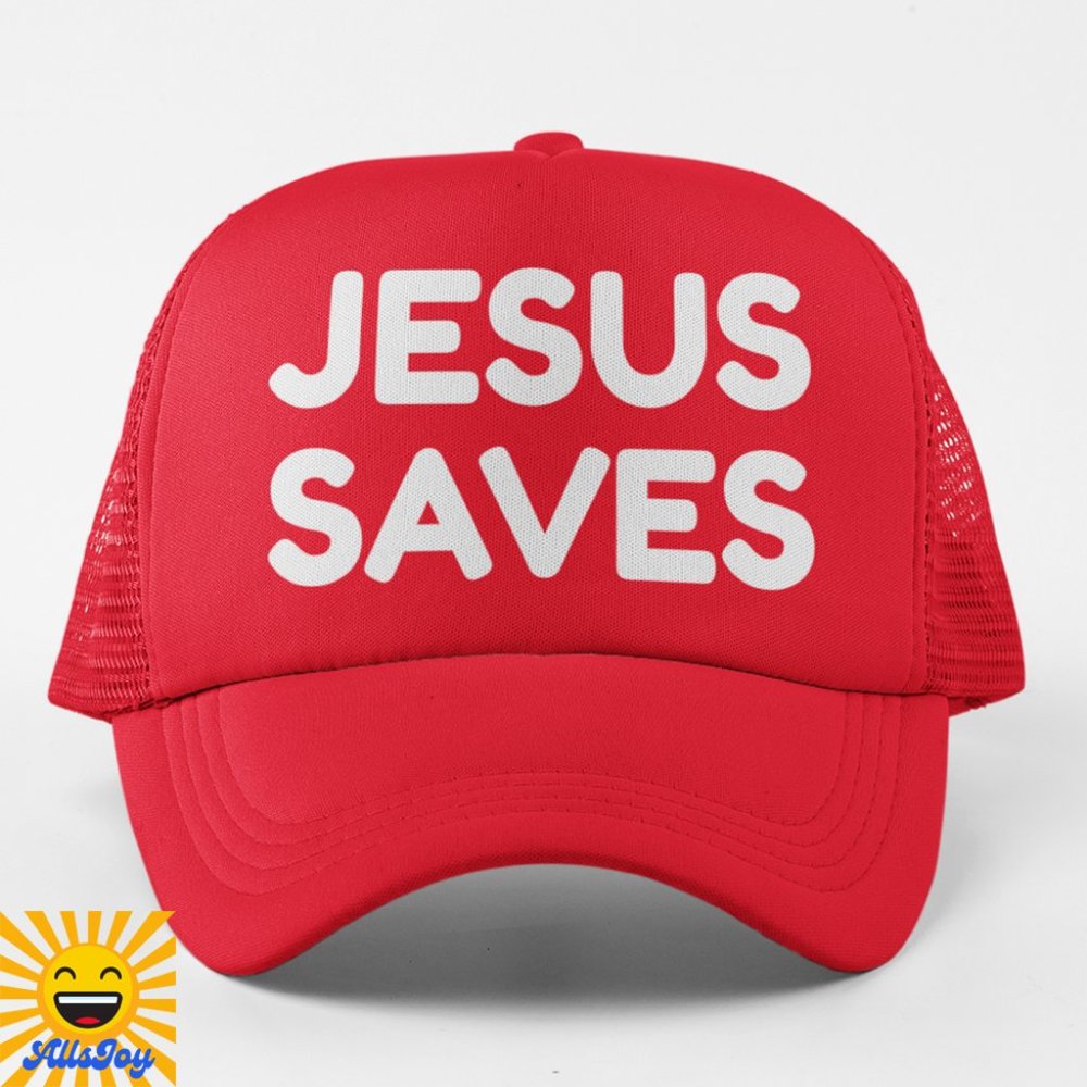 JESUS SAVES Foam Trucker Hat Snapback Cap Red